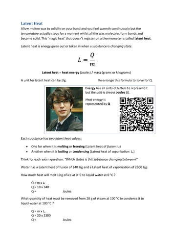 Latent heat and Specific Heat Capacity exercises