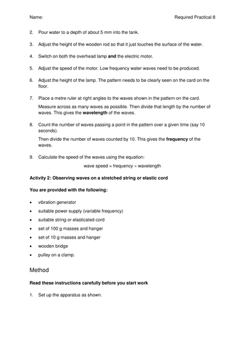 GCSE Physics Required Practical 8 - Waves