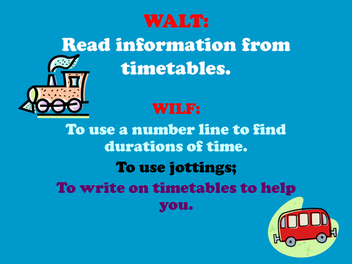 Reading from timetables Powerpoint