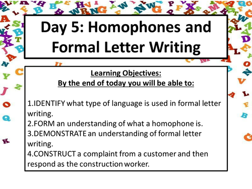 Functional Skills English: Homophones and Letter Writing (E-L1)