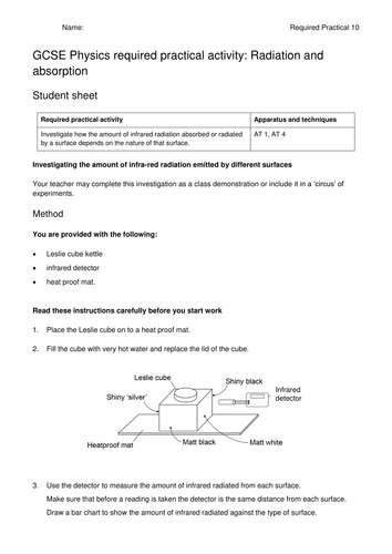 GCSE Physics Required Practical 10 - Radiation and absorption