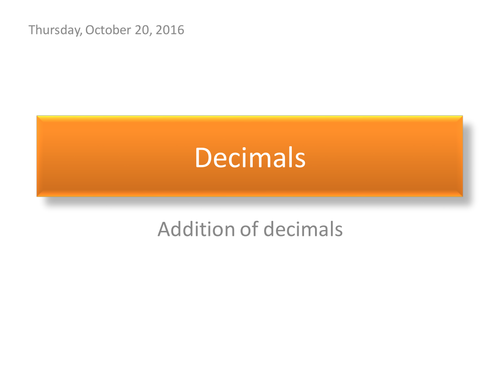 Addition of decimals
