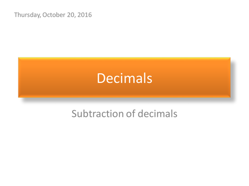 Subtraction of Decimals