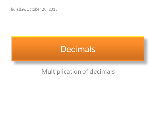 Multiplication of Decimals | Teaching Resources