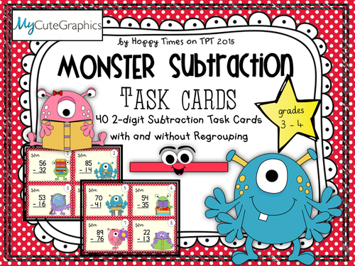 40 SUBTRACTION TASK CARDS (2-digit)