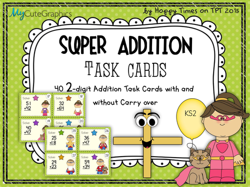 40 Column Addition Task Cards (2 digit)