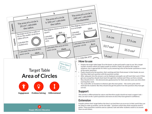 Number and Shape Target Tables Bundle