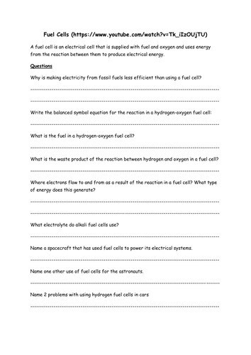 Fuel Cells (GCSE Chemistry)