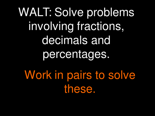 Fractions Decimals and Percentages Revision - Year 6