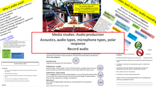 Audio Production Media studies week 1 - 4 Acoustics, audio types, microphones