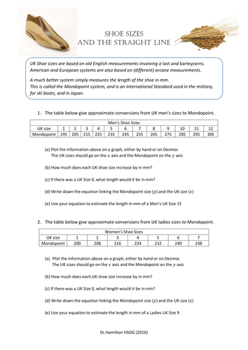 Shoe Sizes and the Straight Line