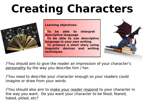 English Language Creative Writing- Short Stories and Character Descriptions