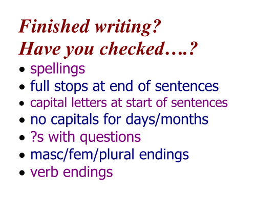 French writing accuracy checklist
