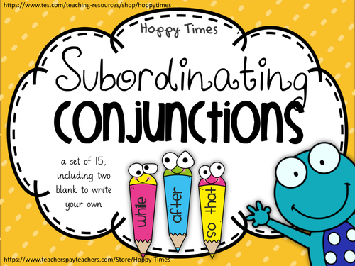 Subordinating Conjunctions/ Connectives Display Poster Pencils for SPaG/ English
