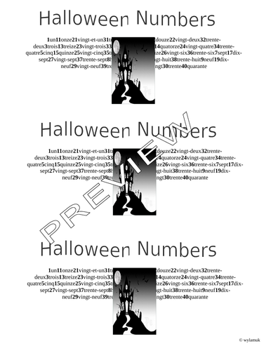 Halloween Numbers in French