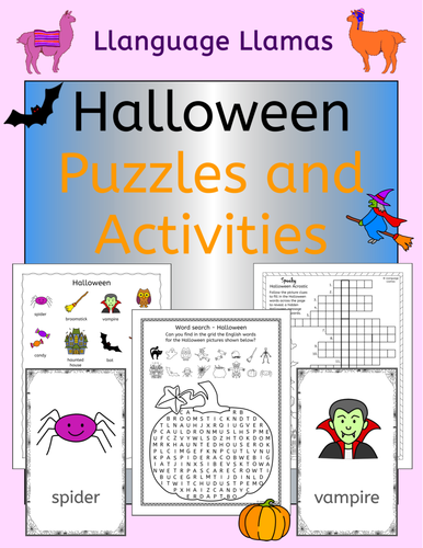 Halloween activities, Puzzles and Games for elementary students and ESL EFL EAL