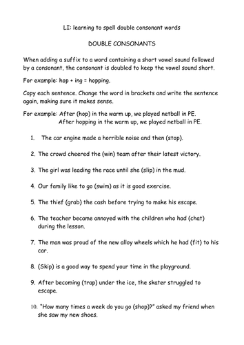 Spelling words containing a double consonant