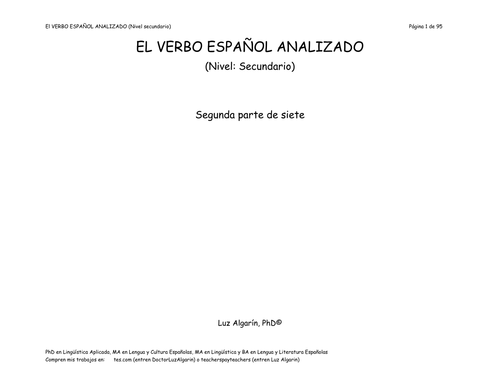 El verbo español analizado - 2 de 7