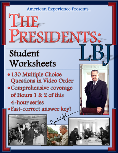 American Experience -- The Presidents: LBJ Worksheets for Parts 1-2 out of 4