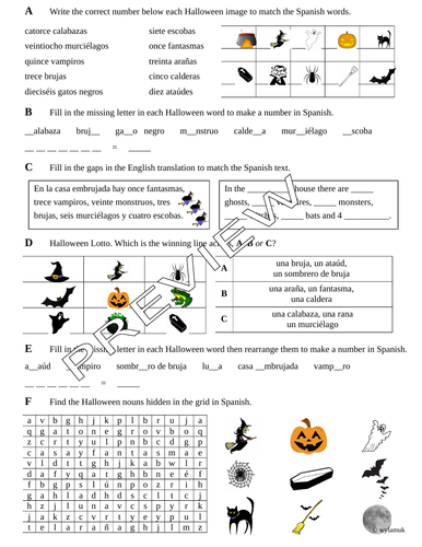 Halloween Numbers, Nouns and Colours