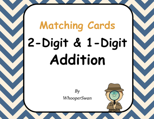 2-Digit and 1-Digit Addition Matching Cards