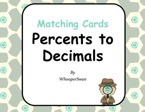 Convert Percents to Decimals - Matching Card