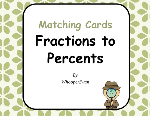 Convert Fractions to Percents Matching Cards
