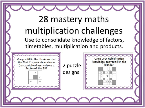 28 mastery maths multiplication challenges