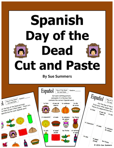 Spanish Day of the Dead Cut and Paste / Game Cards - Día de los Muertos