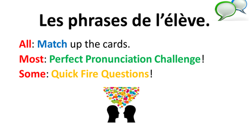 French Teaching Resources. Student Classroom Phrases Matching Cards and PowerPoint to check.