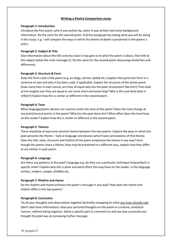 how to plan a poetry comparison essay