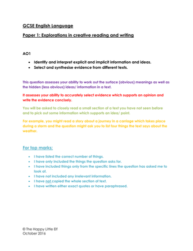 gcse full marks creative writing