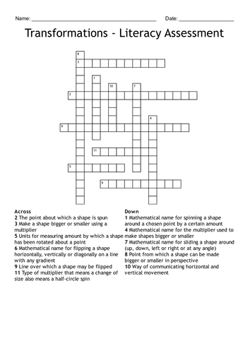 Transformations - Literacy Assessment