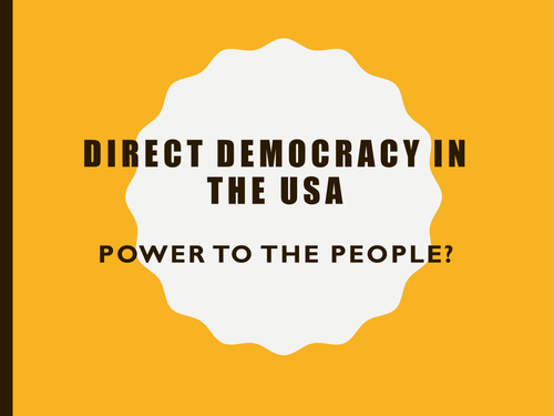 Three presentations on the use of initiatives (propositions) in the USA