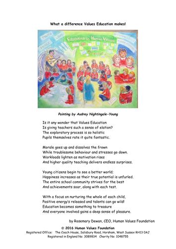 Poem:  What a difference Values Education makes
