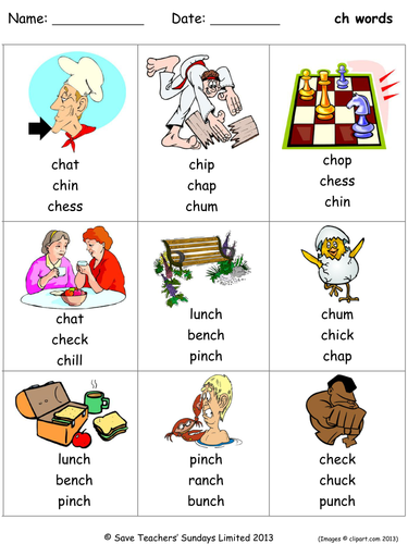 Phonics worksheets - circle the correct word to go with each image