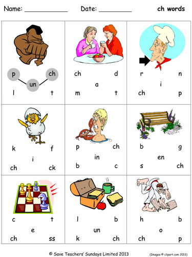 Phonics worksheets - join the letters to make the words