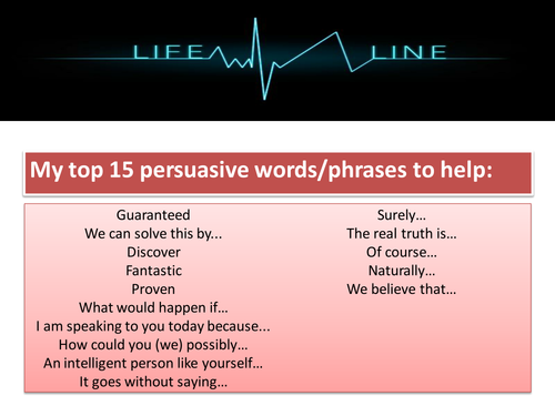 Persuasive writing lifeline