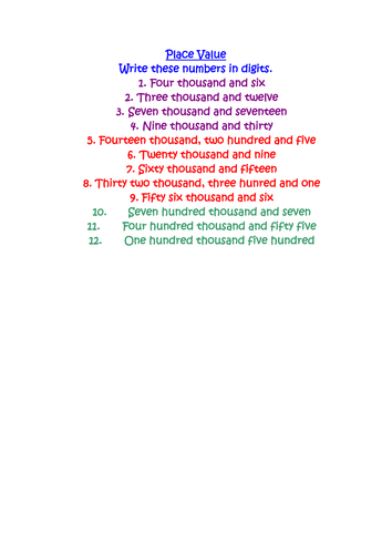 4 Place Value Ordering and Rounding Activities