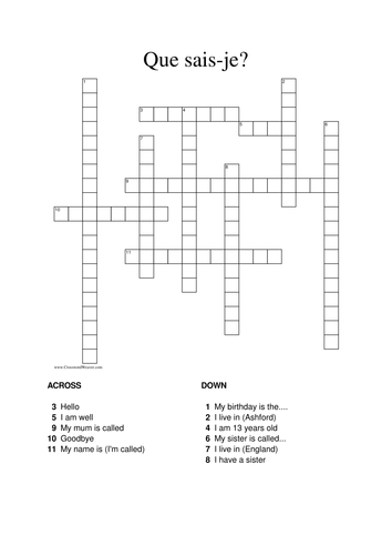 Qu sais-je?   Basics crossword in French