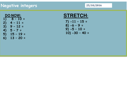 Negative numbers