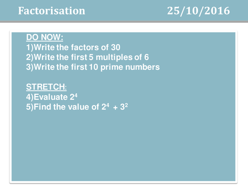 Factorising quadratics