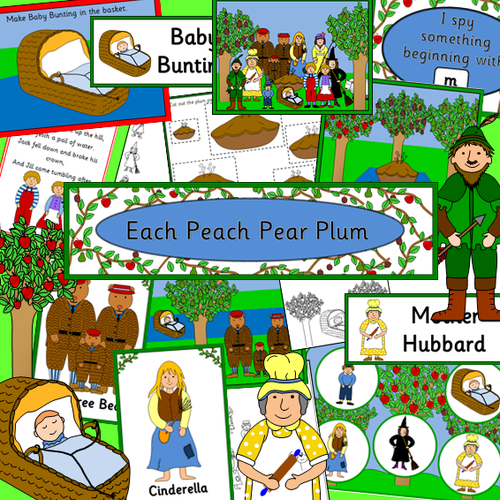 Each Peach Pear Plum story resource pack- posters, literacy, numeracy, nursery rhymes