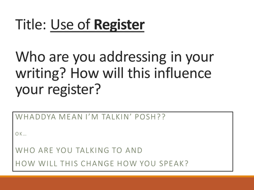 Register - formal and informal register