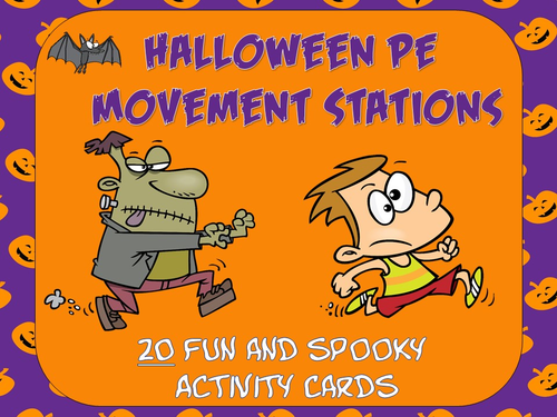 Halloween PE Movement Stations- 20 "Fun and Spooky" Activity Cards