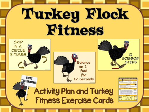 Turkey Flock Fitness- Activity Plan and Turkey Exercise Task Cards