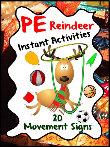 PE Reindeer Instant Activities- 20 Christmas Movement Signs