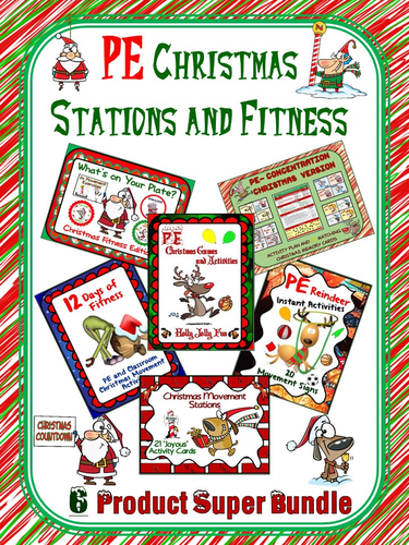 PE Christmas Stations and Fitness- 6 Product Super Bundle