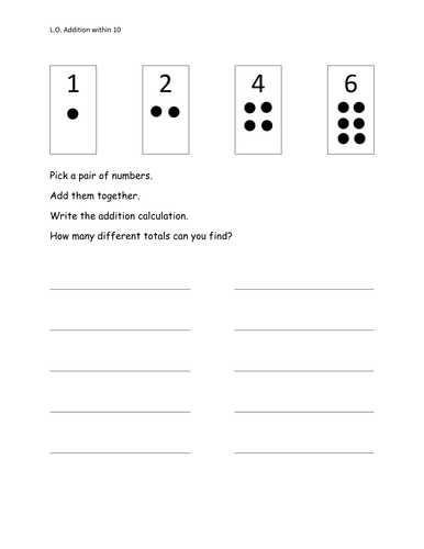addition within 10 - year 1 | Teaching Resources