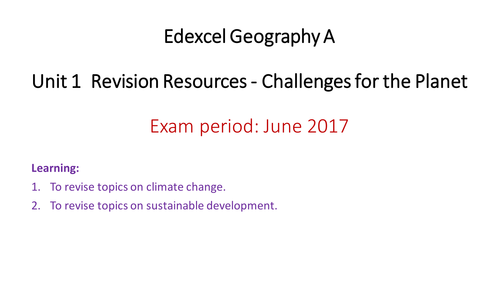 Challenges for the planet - 3 hours worth of lessons